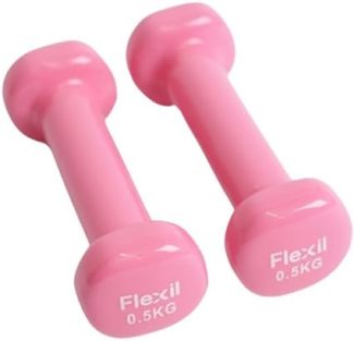 Pink 0.5kg dumbbells for home workouts and fitness routines, ideal for strength training and muscle toning exercises