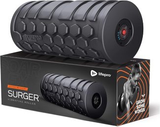 Lifepro Surger vibrating foam roller for active recovery, featuring textured design for enhanced muscle relief